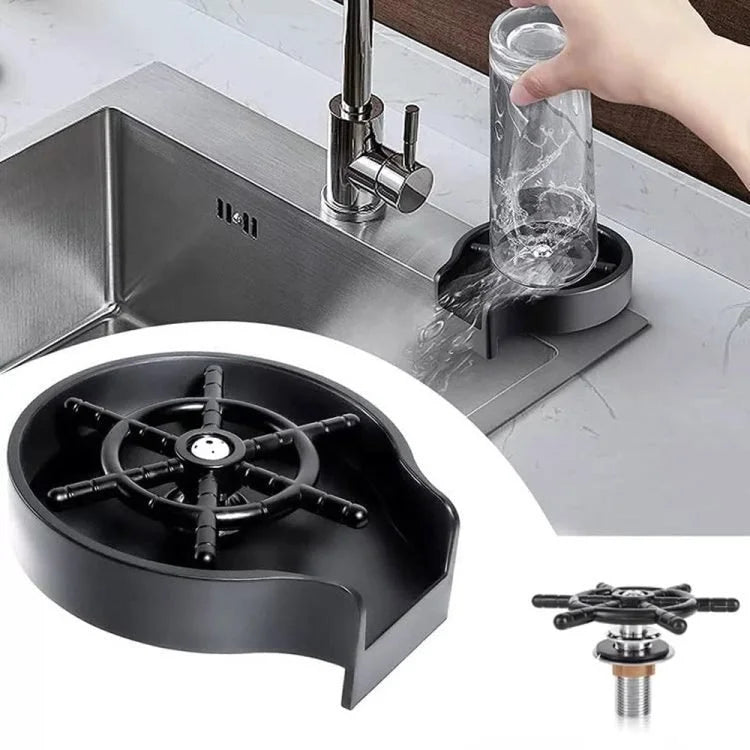360° Rotating Cup Washer for Kitchen Sink – Manual Glass Rinser & Mug Cleaner for Cups, Bottles, Wine Glasses and Coffee Mugs