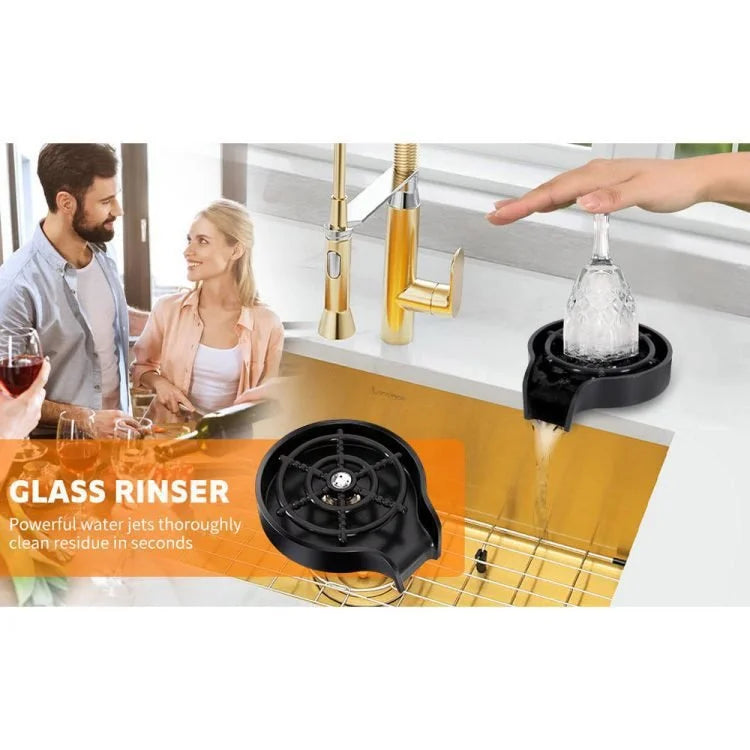 360° Rotating Cup Washer for Kitchen Sink – Manual Glass Rinser & Mug Cleaner for Cups, Bottles, Wine Glasses and Coffee Mugs