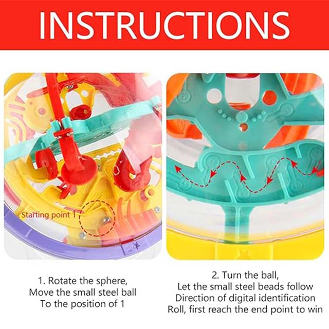 KOIROI 3D Maze Labyrinth Ball - 100 Obstacles - Labyrinth Ball - Three-Dimensional Maze - Ball Game Puzzle Skill Toy