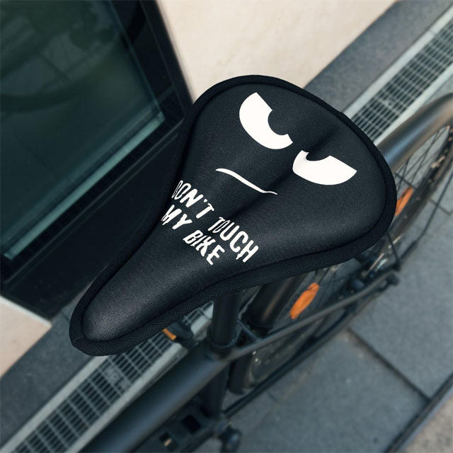 KWMOBILE Gel Bike Seat Cover – Gel Bicycle Saddle Cushion with Protective Padding for Men & Women – Ideal for Indoor/Outdoor Cycling, Cruiser & Mountain Bikes – "Don't Touch My Bike" (White/Black)
