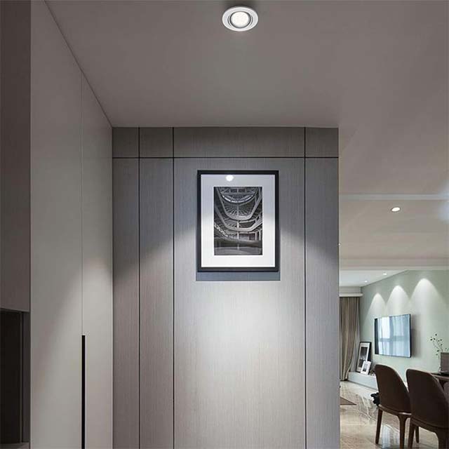 KYOTECH GU10 Recessed Spotlight Mounting Frame – 68mm Hole, 90mm White Ceiling Fixture with Swivelling GU10 Socket (LED/Halogen, IP23)