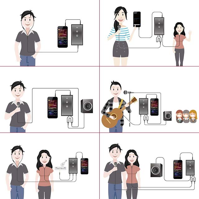 Karaoke System Smartphone Sound Card - Karaoke Night Everyday Carry Technology DSP with Micro USB Port Charging Easily, for Live APP Lecture Performance