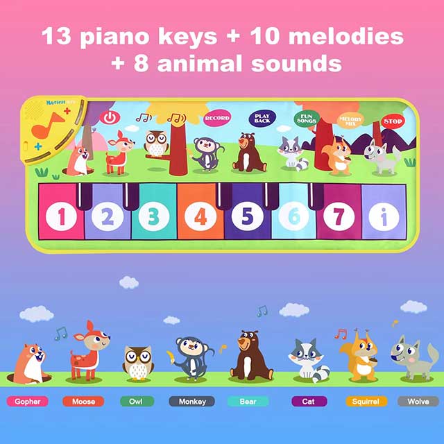 Kids Musical Piano Mat 80×30cm – Baby Floor Keyboard Dance Mat with 8 Animal Sounds