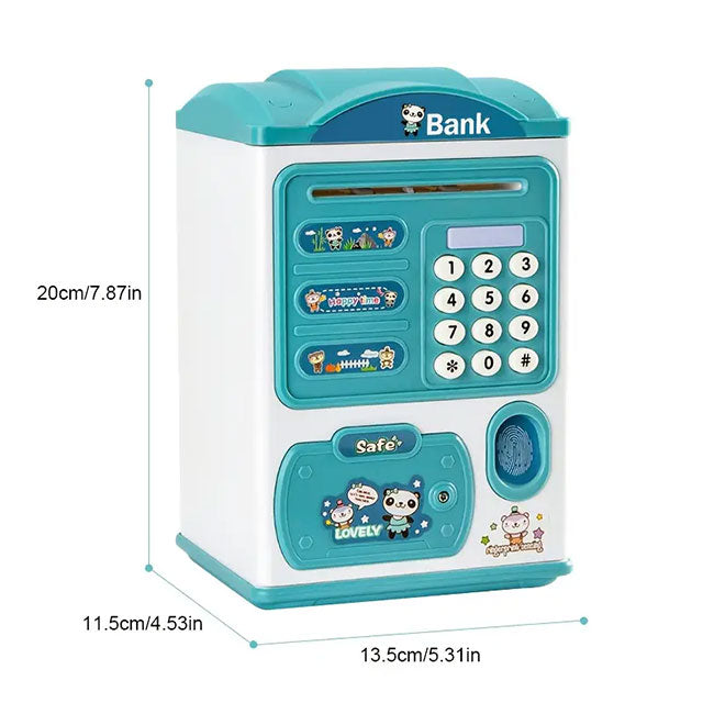 Kids Touch ID ATM Piggy Bank – Large Electronic Safe with LED Lights & Music | Secure Password Money Coin Bank for Boys & Girls | Fun Birthday Gift Toy