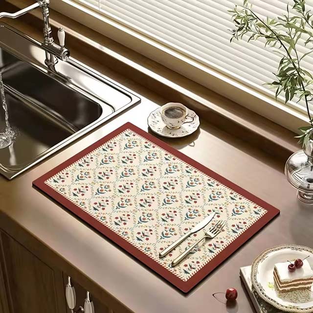 Absorbent Kitchen Drying Mat – Drainage Mat for Cups, Bottles, Tableware & Coffee Bar