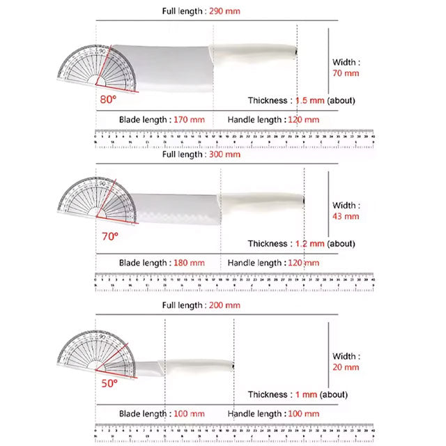 Kitchen Knife Set with Holder – Includes Chef Knife, Cleaver, Steak Knife, Scissors & Peeler – Forged Blades with Durable Plastic Handles for Meat, Fruit & More