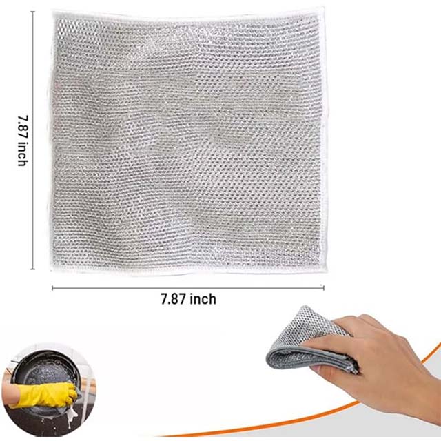 Multipurpose Non-Scratch Wire Dish Cloths – Stainless Steel Kitchen Cleaning Cloth & Metal Scrubber for Wet/Dry Use