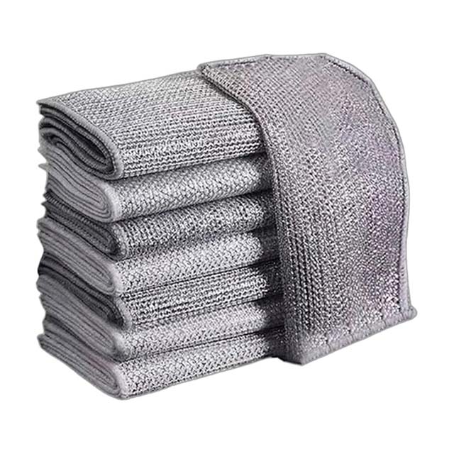 Multipurpose Non-Scratch Wire Dish Cloths – Stainless Steel Kitchen Cleaning Cloth & Metal Scrubber for Wet/Dry Use