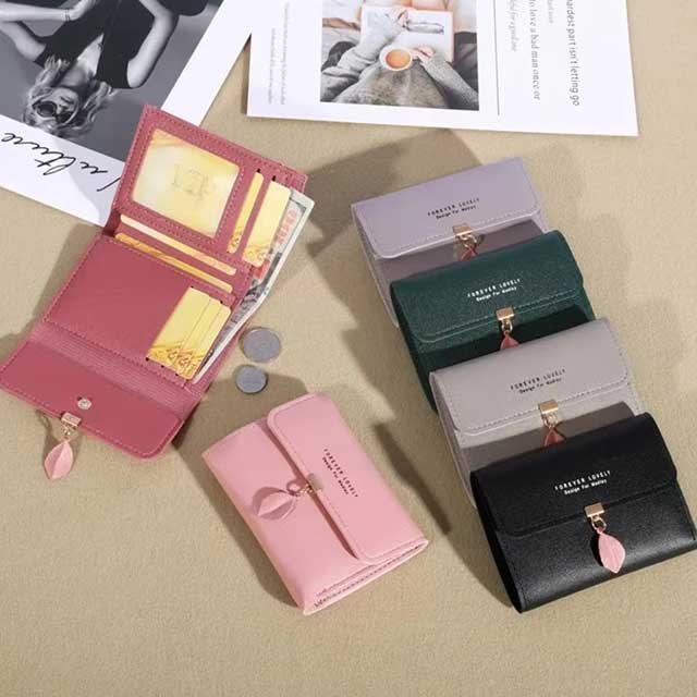 Korean Style Small Tri-fold Wallet for Women – Simple Short Purse with Coin Pocket & Money Clip