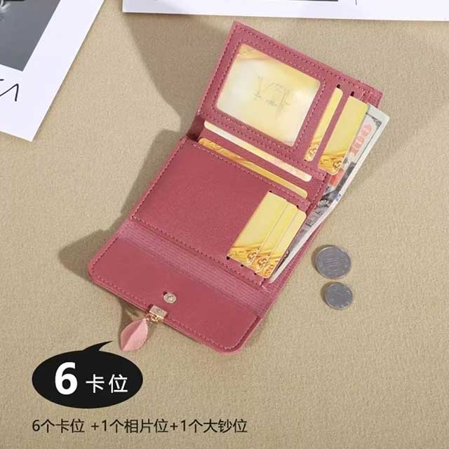 Korean Style Small Tri-fold Wallet for Women – Simple Short Purse with Coin Pocket & Money Clip