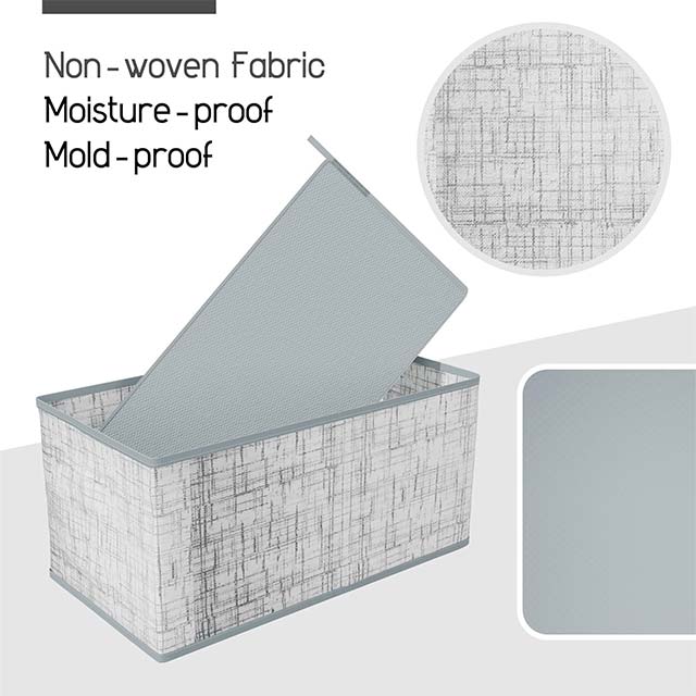 Kuber Industries Grey Non-Woven Foldable Drawer Organizer – Jute-Print Storage Box for Clothes, Socks, Bras, Scarfs & Stationery – Wardrobe & Cabinet Organizer