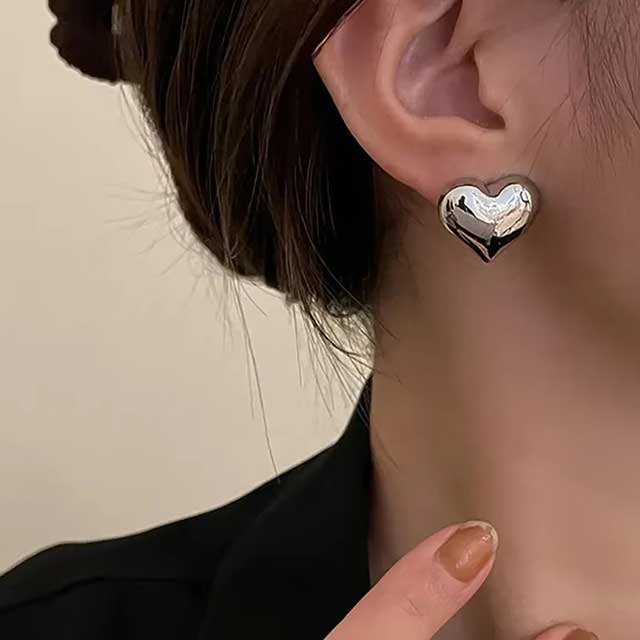 LATS Gold Heart Stud Earrings for Women – Minimalist Smooth Surface Design | Bridal & Wedding Jewelry