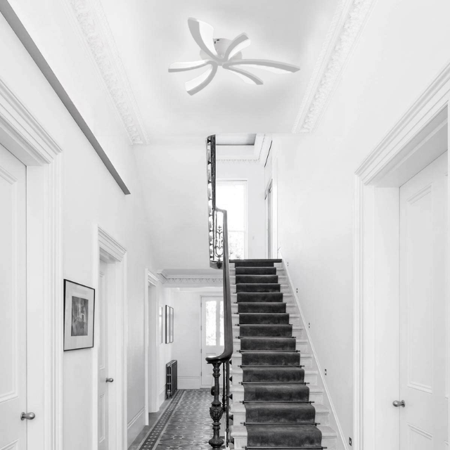 LED Dimmable Petal Ceiling Light – Modern Flush Mount Lamp with Remote Control, White Acrylic and Metal Fixture for Living Room, Bedroom, Dining Room & Kids' Room