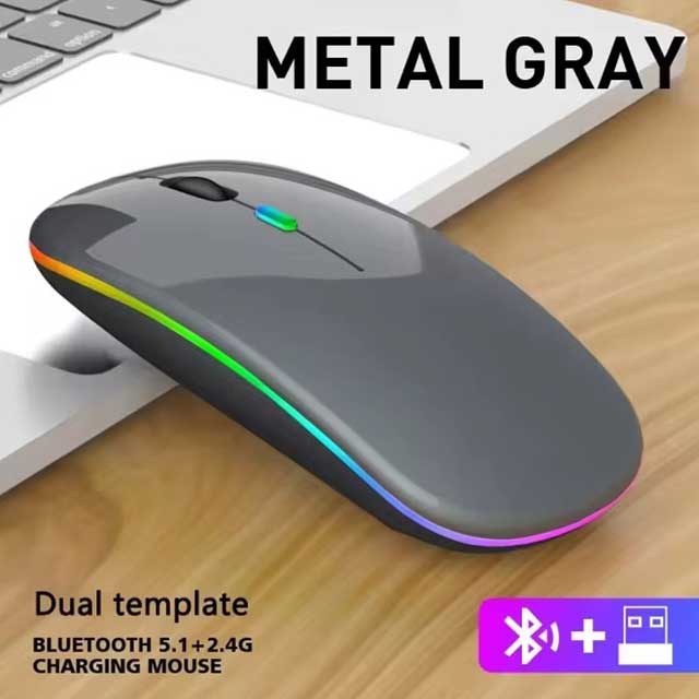 LED Wireless Bluetooth Mouse – USB Rechargeable RGB Silent Ergonomic Mouse with Backlight for Laptop, PC & iPad