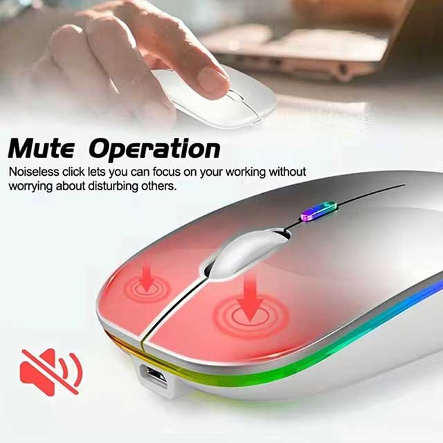 LED Wireless Bluetooth Mouse – USB Rechargeable RGB Silent Ergonomic Mouse with Backlight for Laptop, PC & iPad
