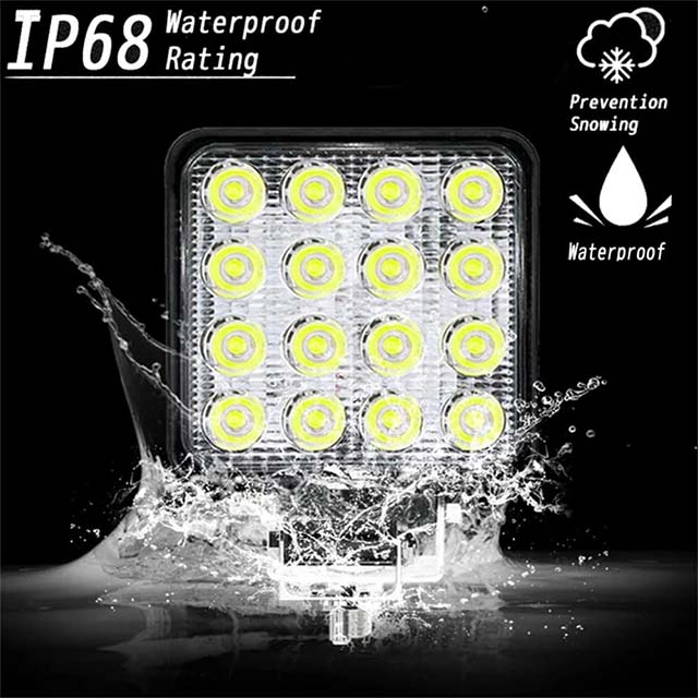 4-Inch 48W LED Work Lights for Trucks – Square LED Light Pods with Flood Beam (12V/24V) for ATV, UTV, RV, Golf Cart, Car & Off Road Fog Lighting