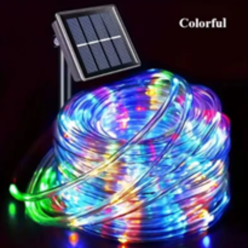 LED Solar Rope String Lights – Waterproof Tube Fairy Lights – Outdoor Solar Garland for Christmas, Garden & Patio Decoration (RGB/Blue/White/Warm)