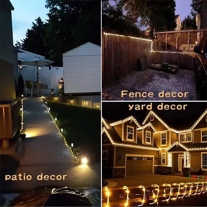 LED Solar Rope String Lights – Waterproof Tube Fairy Lights – Outdoor Solar Garland for Christmas, Garden & Patio Decoration (RGB/Blue/White/Warm)