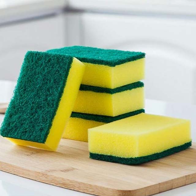5-Piece Double-Sided Washing Up Sponges – Rectangular Pot Scourers & Cleaning Sponges