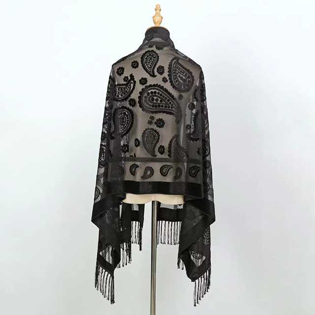 2025 New Women’s Lace Flower Silk Scarf – Gradient Hollow Cut Floral Shawl for Spring & Beach Wraps