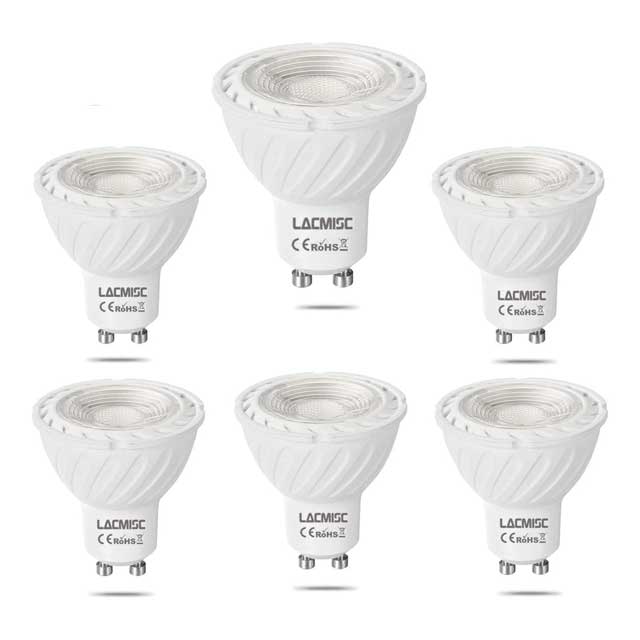 Lacmisc GU10 LED Bulb – 7W Dimmable, Warm White 3000-3500K, 590LM, Energy-Efficient 60W Replacement