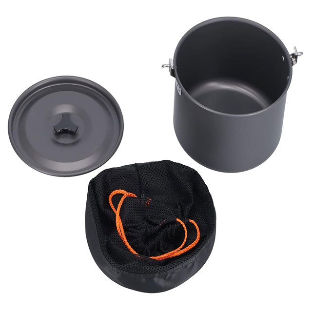 Large Capacity Aluminum Alloy Hanging Cook Pot – Portable Picnic, Camping & Bonfire Cooking Pot with Lid Storage Bag