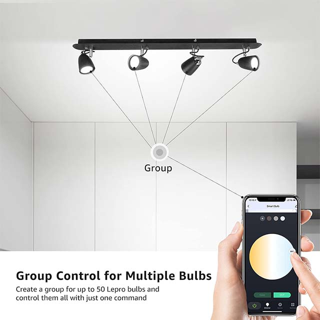 Lepro GU10 Smart LED Bulb – RGB & Warm to Cool White Dimmable, Color Changing, Alexa & Google Home Compatible, 4.5W=50W, Pack of 4 (2.4GHz WiFi)