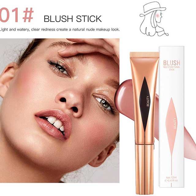 Liquid Blush & Cream Blush Stick – Silky Long-Wearing Blusher Wand for Cheeks | Pink Highlighter & Contour Makeup for Mature Skin