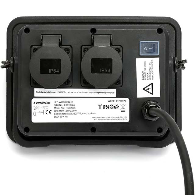 Livarno Lux 2400 Lumen 30W LED Construction Spotlight – Waterproof IPX4 Work Light with Stand for Indoor & Outdoor Use