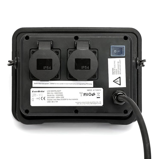 LivarnoLux 2400 Lumen LED Construction Work Light – 30W Spotlight with Stand, IPX4 Water-Resistant, Indoor & Outdoor Lighting