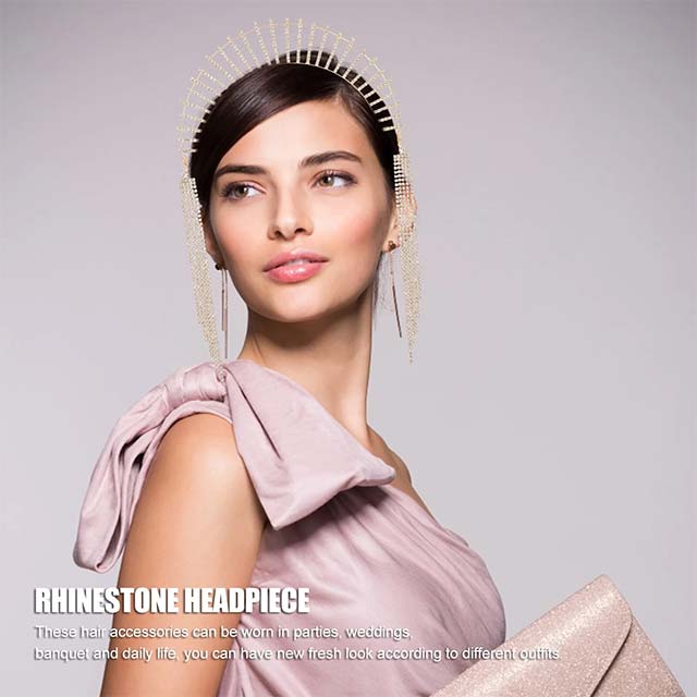 Luxury Rhinestone Tassel Headpiece – Elegant Head Chain Hair Piece & Bridal Headwear Accessory
