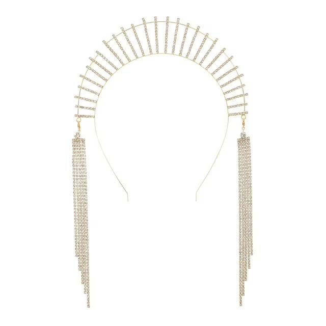 Luxury Rhinestone Tassel Headpiece – Elegant Head Chain Hair Piece & Bridal Headwear Accessory