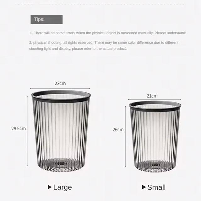 Luxury Transparent Bathroom Large Trash Bin – High-End Coverless Garbage Basket for Bedroom & Toilet