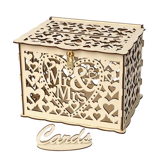 MIPPO Wedding Card Box with Lock – Rustic Wood Gift Box & Card Holder for Weddings, Anniversaries, Receptions & Baby Showers