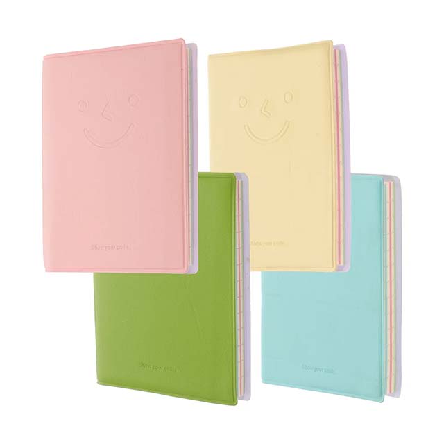 MOUYAT 4 Pcs Mini Smiley Diary Notebook Set – 100-Sheet Pocket Notepad with Imitation Leather Cover (6 Colors) for Home, Office, School & Travel