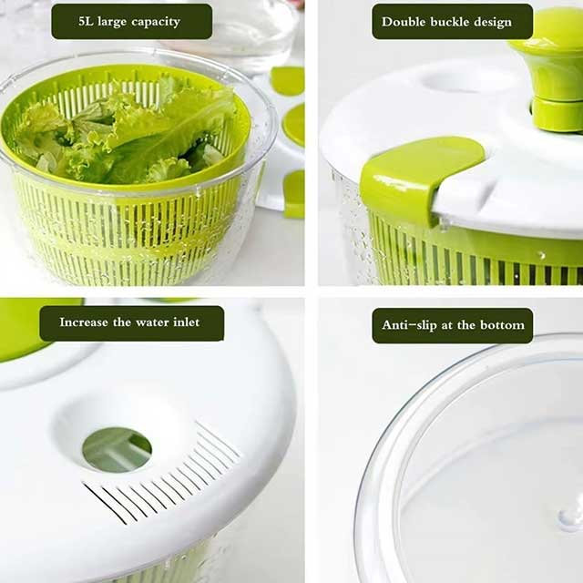 Manual Salad Spinner & Vegetable Dryer – Quick-Drying Food Dehydrator for Fruits & Greens