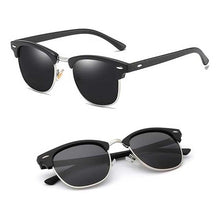 Matte Black Semi-Rimless Polarized Sunglasses – Retro Horn-Rimmed UV Protection Eyewear for Men & Women | Classic Vintage Style Frame