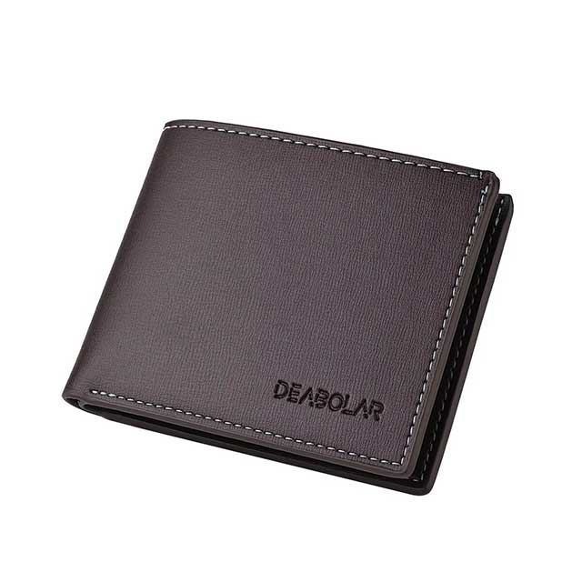 Men’s PU Leather Slim Wallet – Short Folding Credit Card Holder for Young Men, Minimalist Style