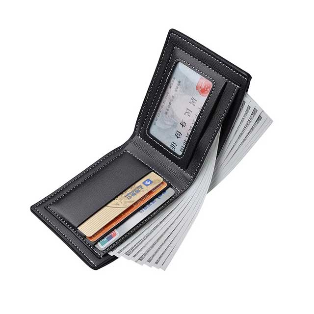 Men’s PU Leather Slim Wallet – Short Folding Credit Card Holder for Young Men, Minimalist Style