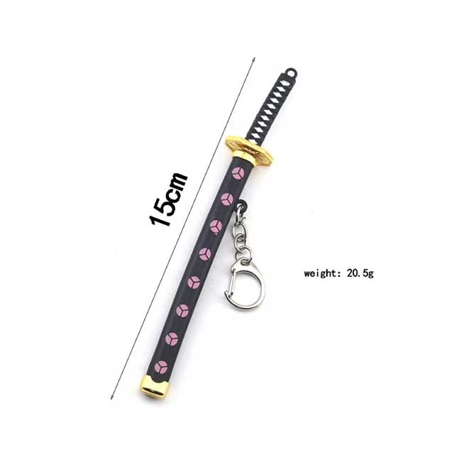 Mini Roronoa Zoro Samurai Sword Keychain – Anime Katana with Plastic Scabbard for Men, Cosplay & Gifts