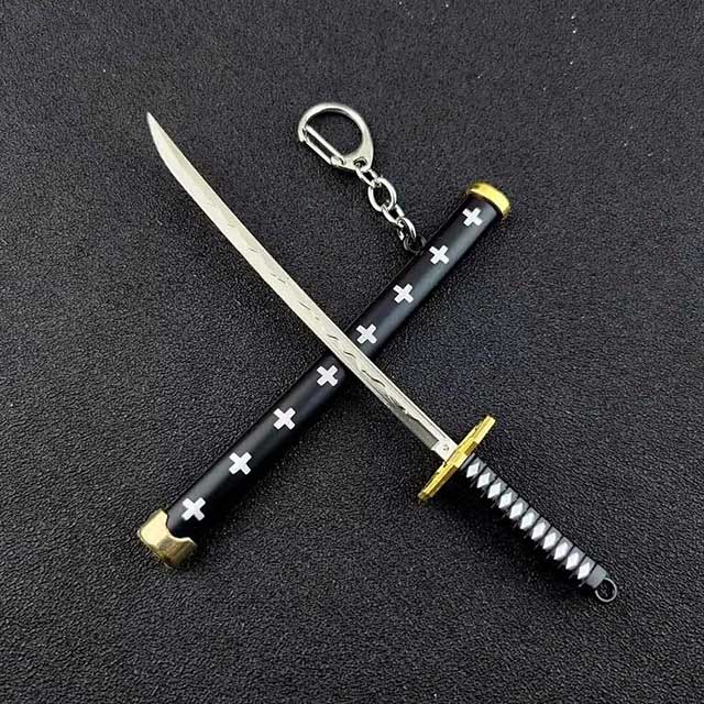 Mini Roronoa Zoro Samurai Sword Keychain – Anime Katana with Plastic Scabbard for Men, Cosplay & Gifts