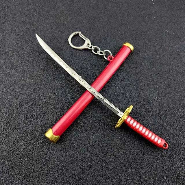 Mini Roronoa Zoro Samurai Sword Keychain – Anime Katana with Plastic Scabbard for Men, Cosplay & Gifts