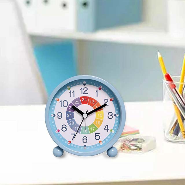Modern Table Clock with Night Light – Silent, Non-Ticking Bedside & Study Clock for Home Decor (Style F)