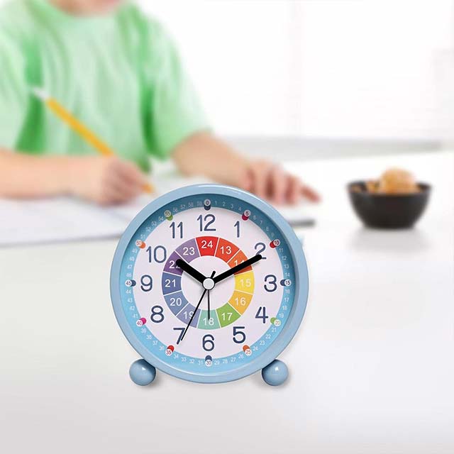 Modern Table Clock with Night Light – Silent, Non-Ticking Bedside & Study Clock for Home Decor (Style F)