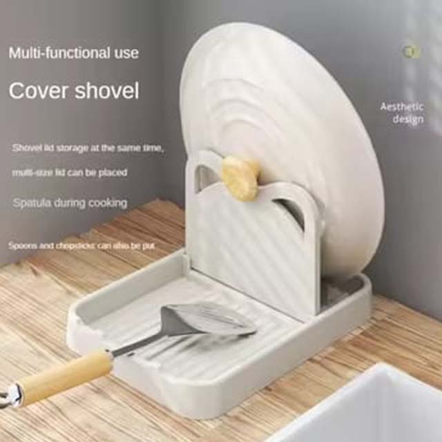 Multifunctional Pot Lid & Spoon Holder – Stand Rack for Spatula, Soup Spoon & Kitchen Storage