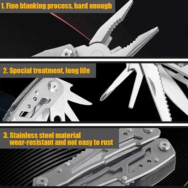 Multipurpose Stainless Steel Pocket Knife – Portable Folding Blade Multi-Tool with Pliers for Outdoor & Survival Use