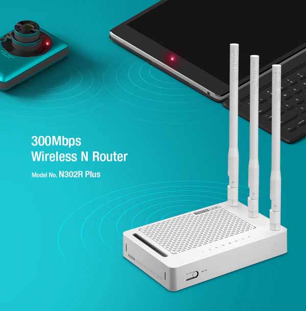 TOTOLINK N302R Plus 300Mbps 3 Antenna Wireless WiFi Router.