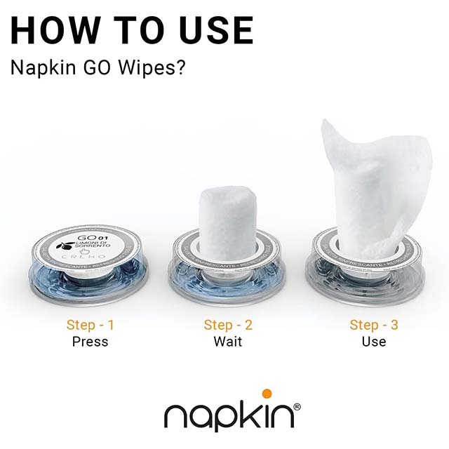 NAPKIN GO 100% Viscose Hypoallergenic Compressed Capsule Wipes – 50 Count with Built-In Moisturizing Liquid & Green Tea Essence