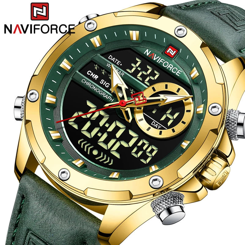 NAVIFORCE Digital x Analog Leather Men Watch (NF9208L)