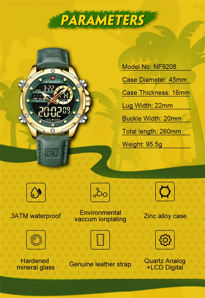 NAVIFORCE Digital x Analog Leather Men Watch (NF9208L)